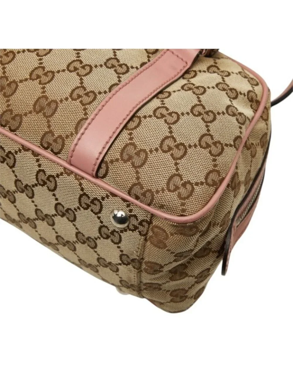 Gucci GG Canvas Twins Handbag Beige Pink